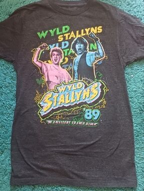 Bill & Ted's Excellent Adventue "Wyld Stallyns Rule" Charcoal T-Shirt | Size S
